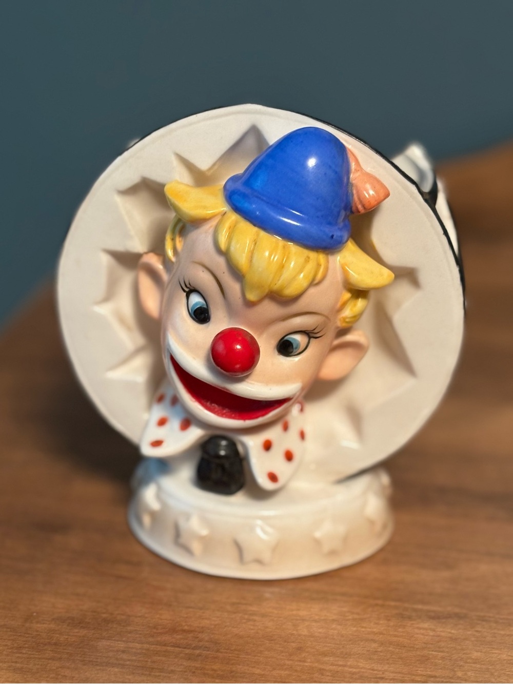 50's Napco Ceramic Clown Head Wall Pocket - Clown Vase - Japan Clown Decor